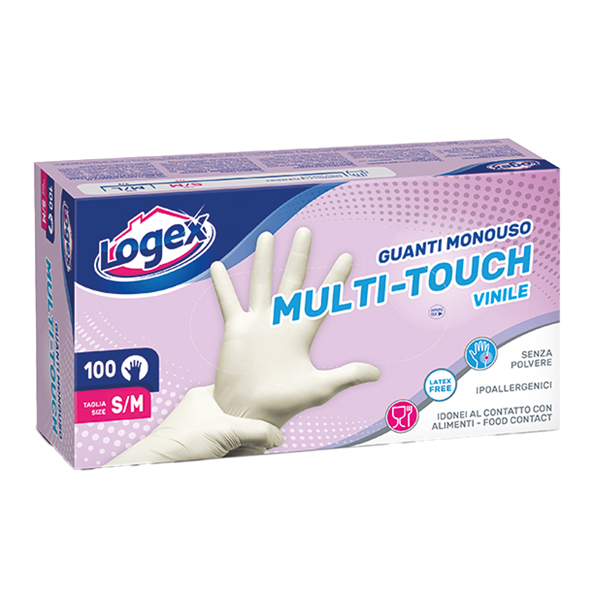  Guanti monouso - in vinile non talcato - tg. S/M - Logex Professional - conf. 100 pezzi 