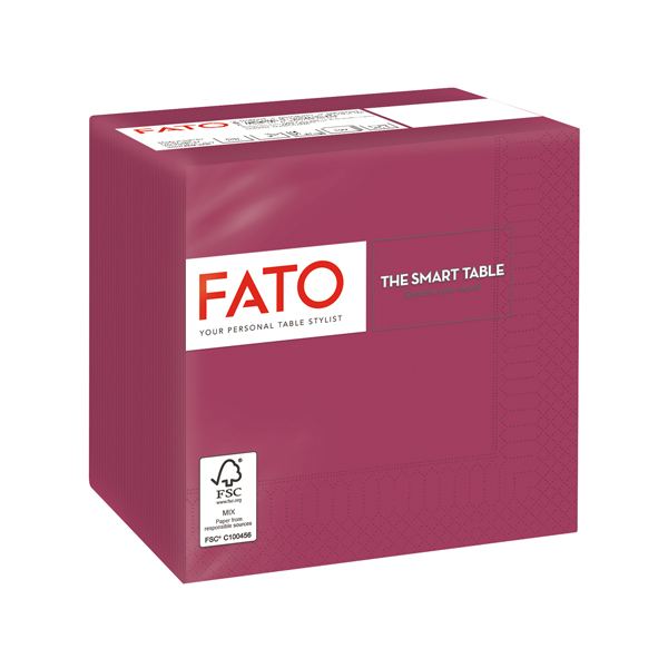  Tovagliolo - carta - 24 x 24 cm - 2 veli - bordeaux - Fato - conf. 100 pezzi 