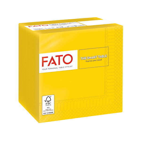  Tovagliolo - carta - 24 x 24 cm - 2 veli - giallo - Fato - conf. 100 pezzi 