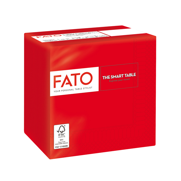  Tovagliolo - carta - 24 x 24 cm - 2 veli - rosso - Fato - conf. 100 pezzi 