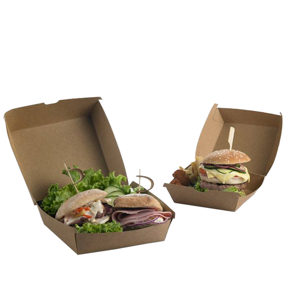  Scatole per hamburger Street Food in carta kraft - 16 x 16 x 9 cm - Leone - conf. 50 pezzi 