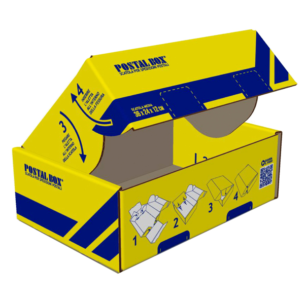  Scatola spedizioni Postal Box - M - 36 x 24 x 12 cm - giallo/blu - Blasetti 