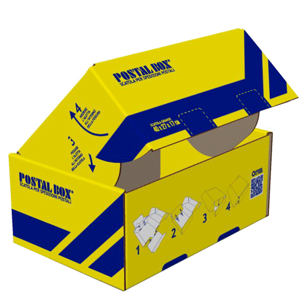  Scatola spedizioni Postal Box - L - 40 x 27 x 17 cm - giallo/blu - Blasetti 