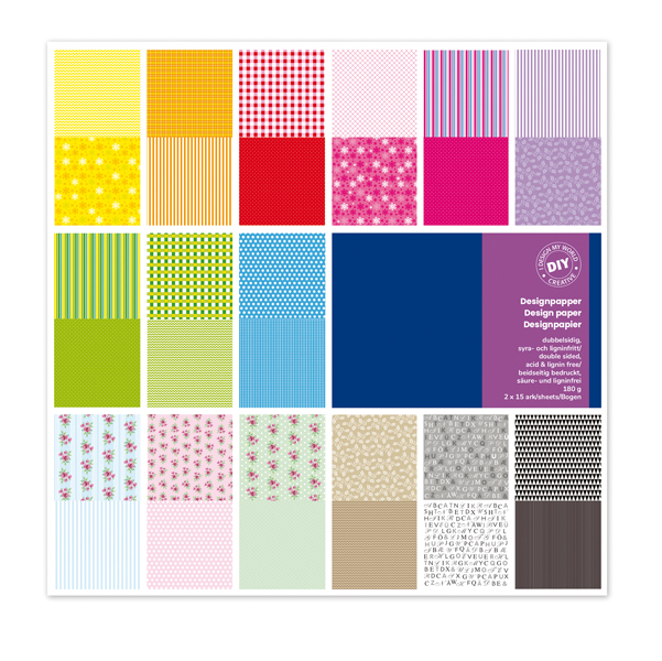  Carta Scarpbooking Vichy - 30,5 x 30,5 cm - 180 gr/m² - colori assortiti - DECO - conf. 30 fogli 