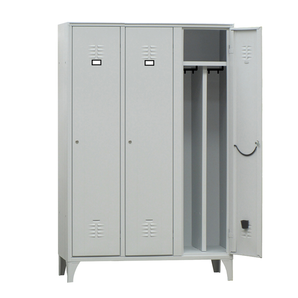  Armadio spogliatoio in metallo - 3 vani - con divisorio - 120 x 50 x 180 cm - grigio - Fasma 