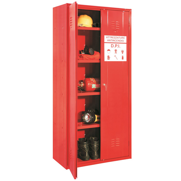  Armadio in metallo per DPI - a 2 ante - 80 x 40 x 180 cm - rosso - Fasma 