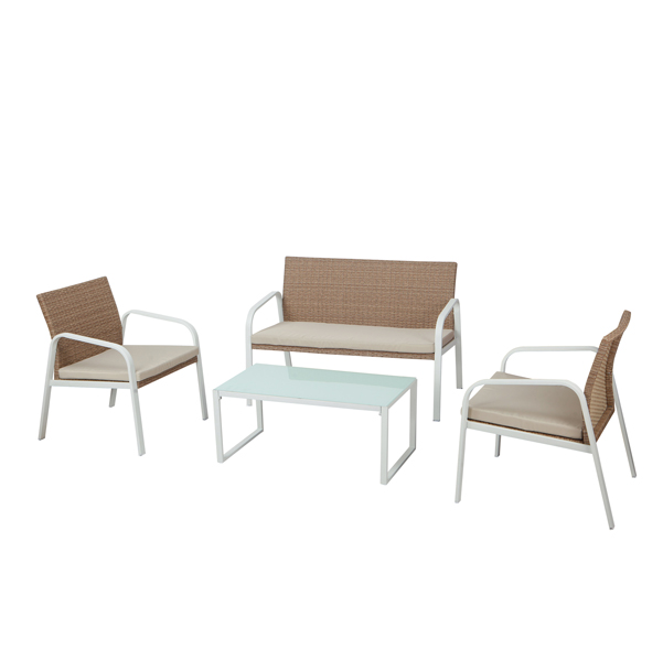  Salotto Madeira - bianco/beige - Garden Friend - set 4 elementi 