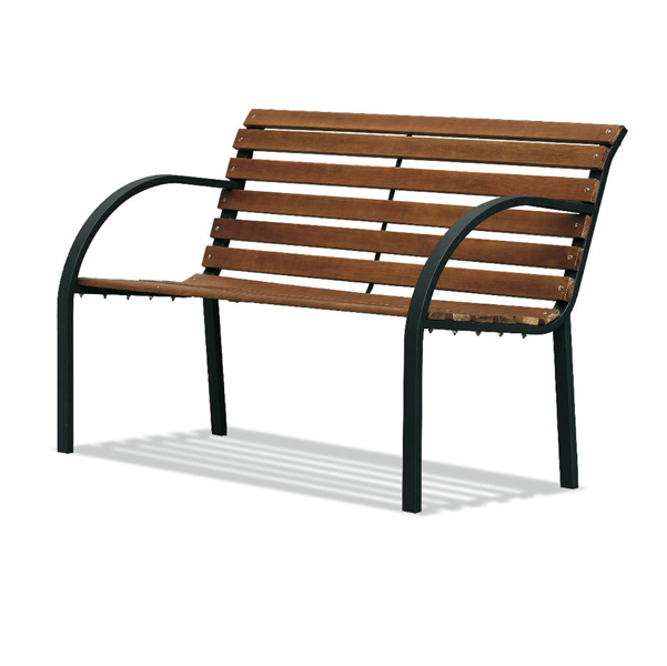  Panca da giardino Parco - 80 x 62 x 122 cm - acciaio/legno - nero - Garden Friend 