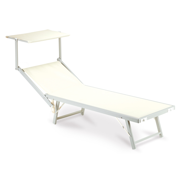  Lettino con copertura Ibiza - 36 x 186 x 59 cm - alluminio/texilene - beige - Garden Friend 