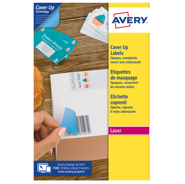  Etichette adesive coprenti BlockOut - in carta - permanenti - 199,6 x 289,1 mm - 1 et/fg - 25 fogli - bianco - Avery 