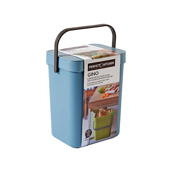  Pattumiera Gino - per rifiuti organici - 5 L - azzurro - Perfetto 