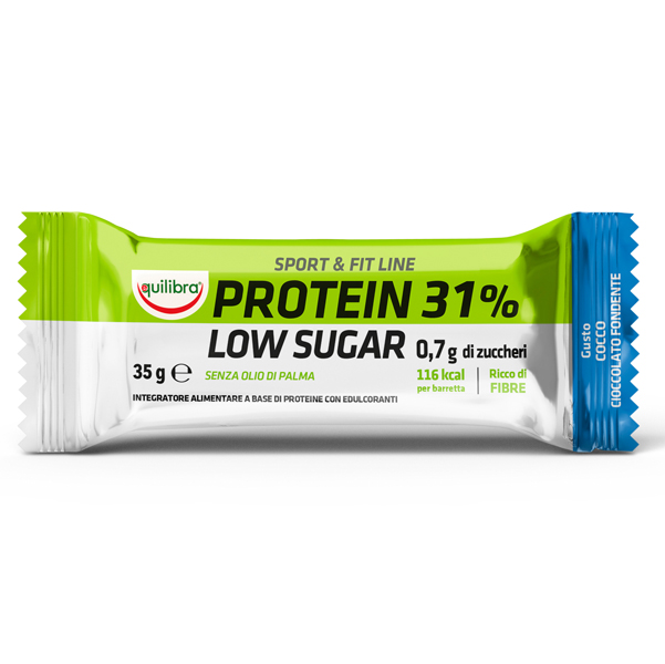  Integratore Sport &amp; Fit Line Protein 31% - low sugar choco cioccolato - 35 gr - Equilibra 