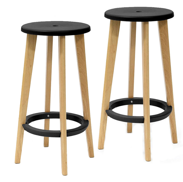  Sgabelli Woody - nero / faggio - Paperflow - set 2 pezzi 