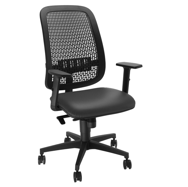  Seduta operativa Equity - schienale PP - seduta similpelle - nero - con braccioli - Unisit 