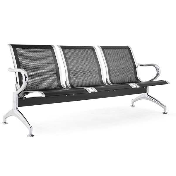  Panca attesa a 3 posti in acciaio Nero 
