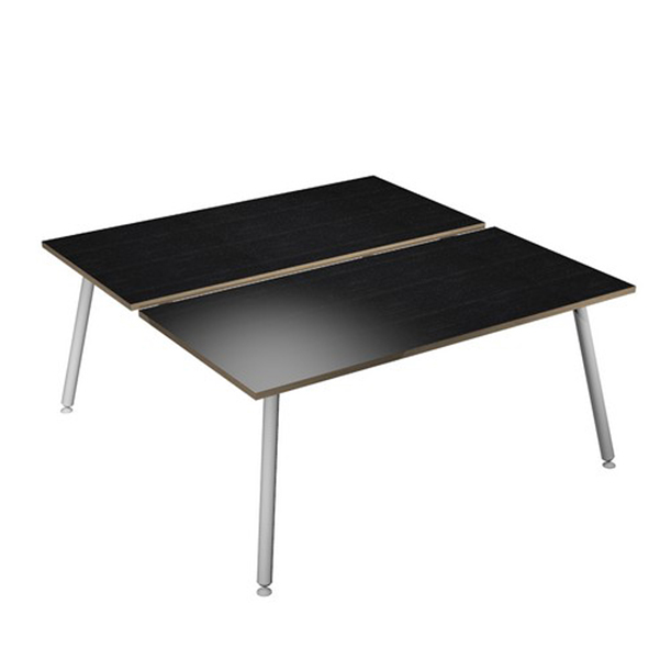  Scrivania Skinny Metal a 2 postazioni contrapp. - 140 x 166 cm - bianco / nero venato 