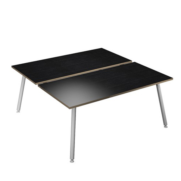  Scrivania Skinny Metal a 2 postazioni contrapp. - 160 x 166 cm - bianco / nero venato 