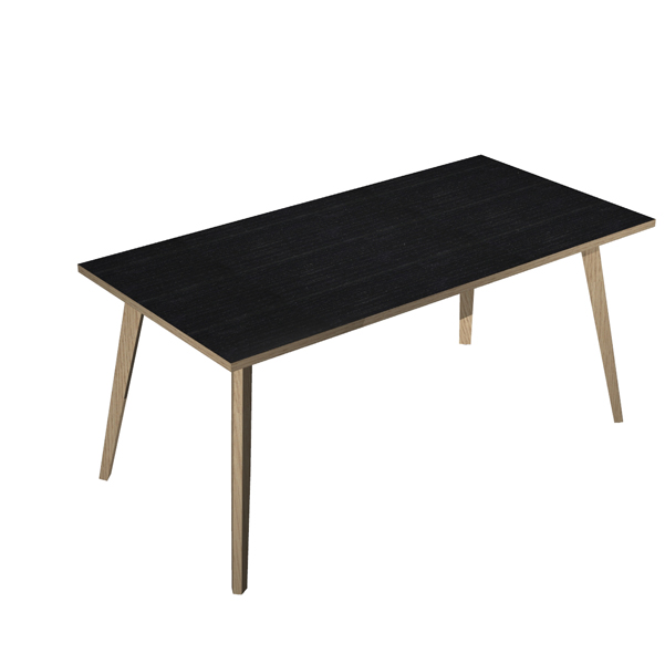  Scrivania Woody - 180 x 80 x H 74,4 cm - rovere / nero venato 