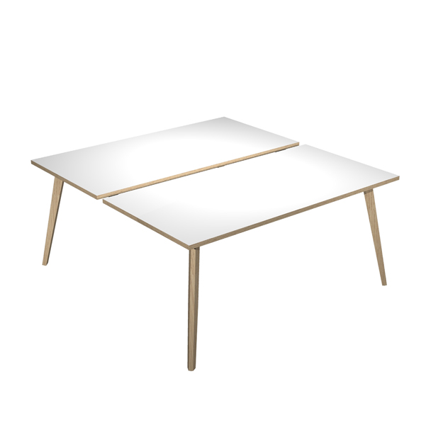  Scrivania Woody a 2 postazioni contrap. - 120 x 166 cm - rovere / bianco 
