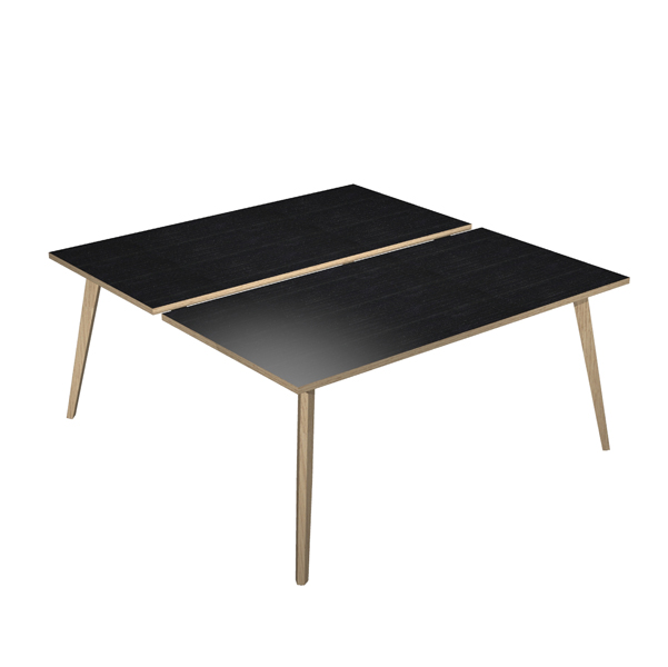 Scrivania Woody a 2 postazioni contrap. - 120 x 166 cm - rovere / nero venato 
