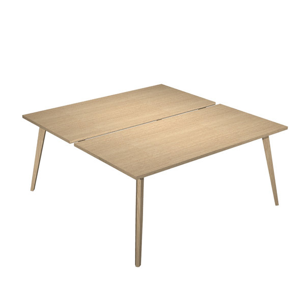  Scrivania Woody a 2 postazioni contrap. - 140 x 166 cm - rovere 