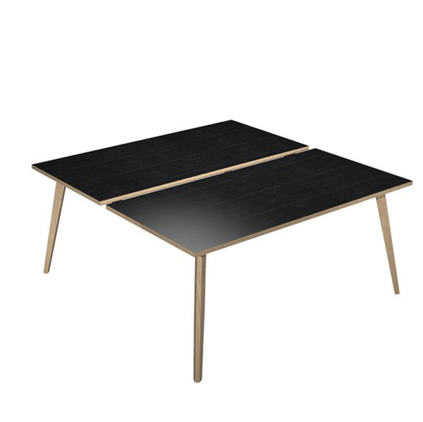  Scrivania Woody a 2 postazioni contrap. - 160 x 166 cm - rovere / nero venato 