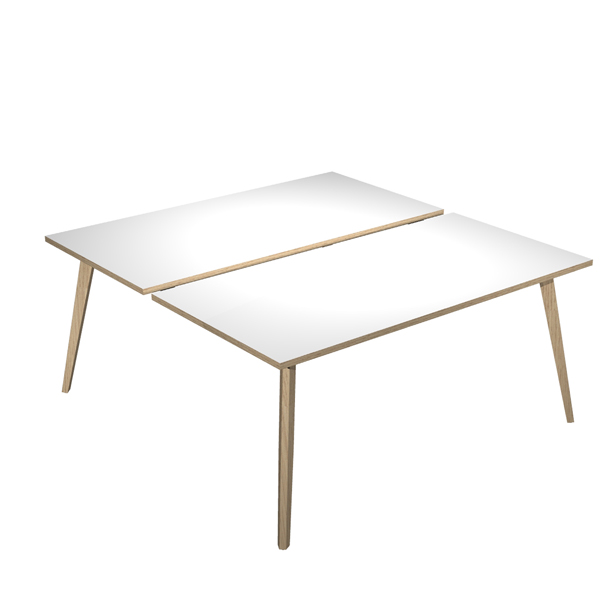  Scrivania Woody a 2 postazioni contrap. - 180 x 166 cm - rovere / bianco 