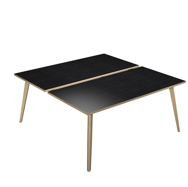  Scrivania Woody a 2 postazioni contrap. - 180 x 166 cm - rovere / nero venato 
