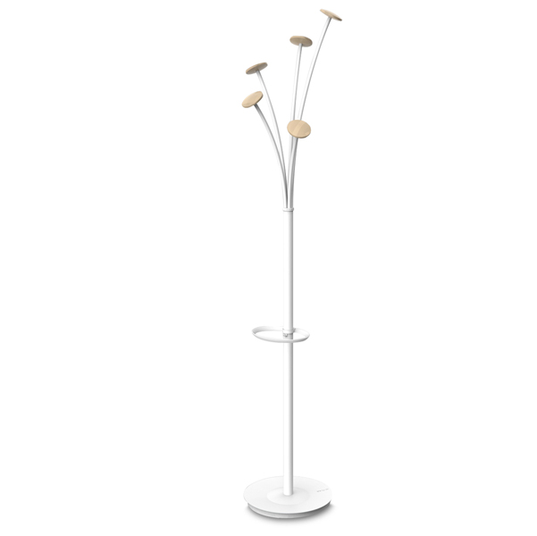  Appendiabiti Festival BC - 5 posti - 175 cm - bianco/legno chiaro - Alba 