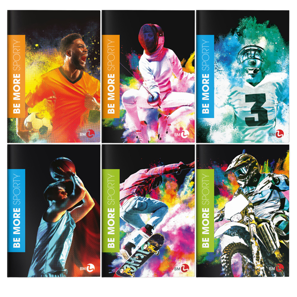  Maxiquaderno A4 36fg+2 100gr rigo di 3a SPORTY Be More 2024 BM 