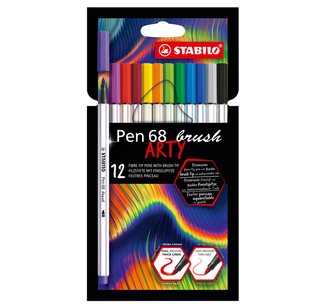  Pennarello Pen 68 Brush Arty Line 568/18 - colori assortiti - Stabilo - astuccio 18 pezzi 