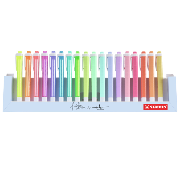  Evidenziatori Swing Cool Pastel - punta a scalpello - tratto 1 - 4 mm - colori assortiti - Stabilo - deskset 18 pezzi 