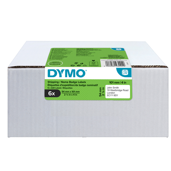  Rotolo 220 etichette LW 2093092 - 54 x 101 mm - carta - spedizione/badge - bianco - Dymo - value pack 6 pezzi 