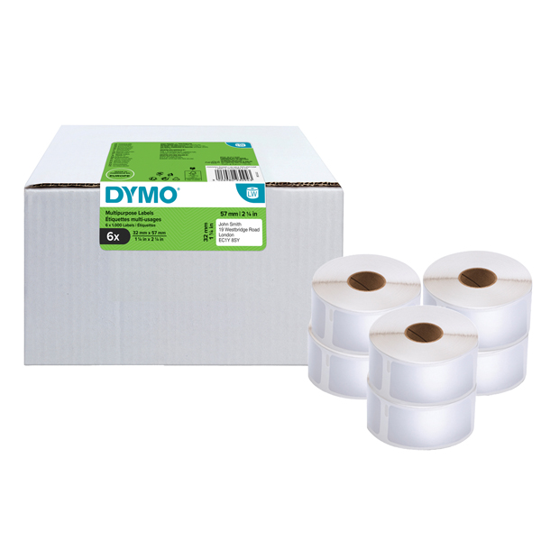  Rotolo 1000 etichette LW 2093094 - 32 x 57 mm - carta - multiuso - bianco - Dymo - value pack 6 pezzi 