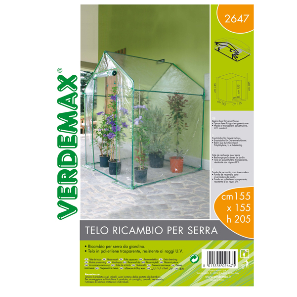  Telo di ricambio - per serra a casetta Clematis - trasparente - Verdemax 