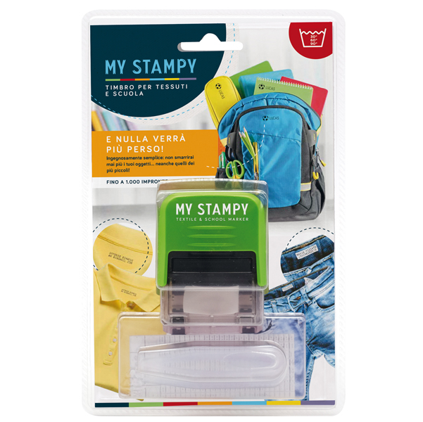  Timbro per tessuti My Stampy - autocomponibile - autoinchiostrante - 14 x 38 mm - Colop 