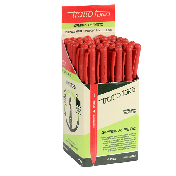  Penna sfera Tratto Uno Green - punta media 1 mm - rosso - Tratto - conf. 50 pezzi 