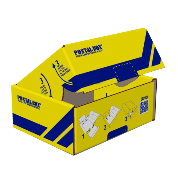  Scatola spedizioni Postal Box - XL - 48 x 30 x 21 cm - giallo/blu - Blasetti 