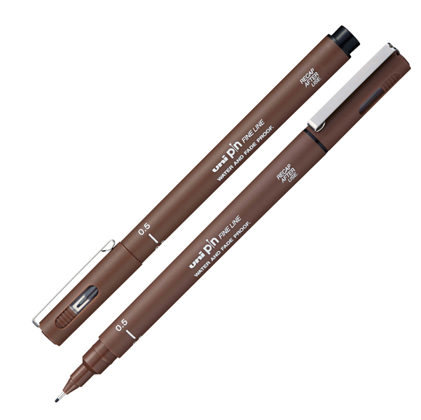  Pin fineliner - punta 0.5 mm - seppia - Uni Mitsubishi 