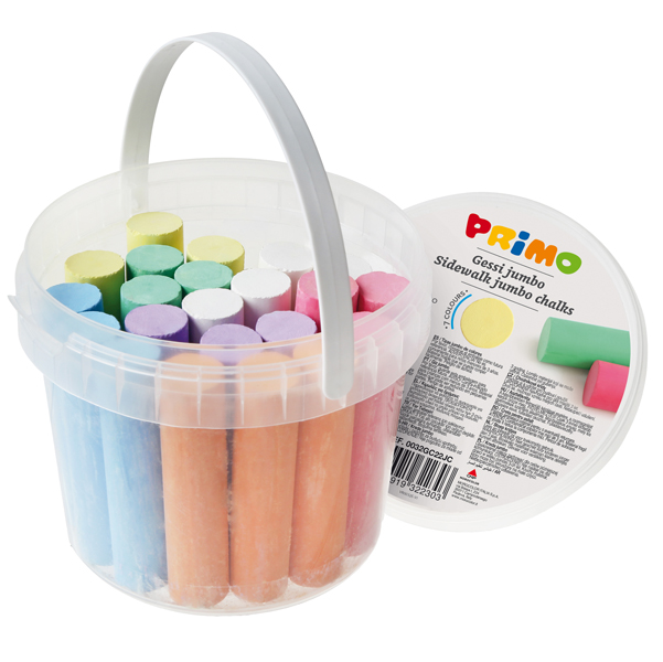  Gessi Jumbo - Ø 18 x 80 mm - colori assortiti - Primo - secchiello 22 pezzi 