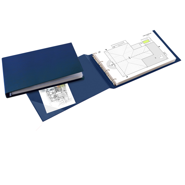  Raccoglitore Sanremo 2000 - 42 x 30 cm album - 4 anelli a D 40 mm - dorso 5,5 cm - blu - Sei Rota 