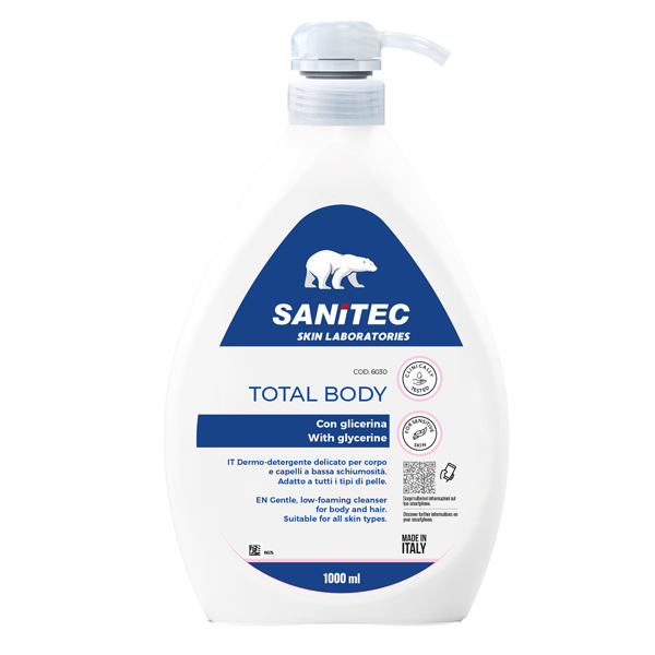  Sapone Total Body - con glicerina - dispenser 1 L - tè verde - Sanitec 