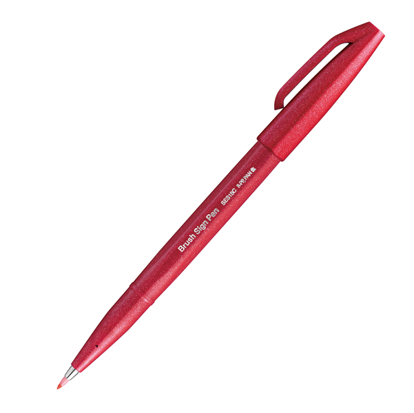  Pennarello Brush Sign Pen - rosso - Pentel 