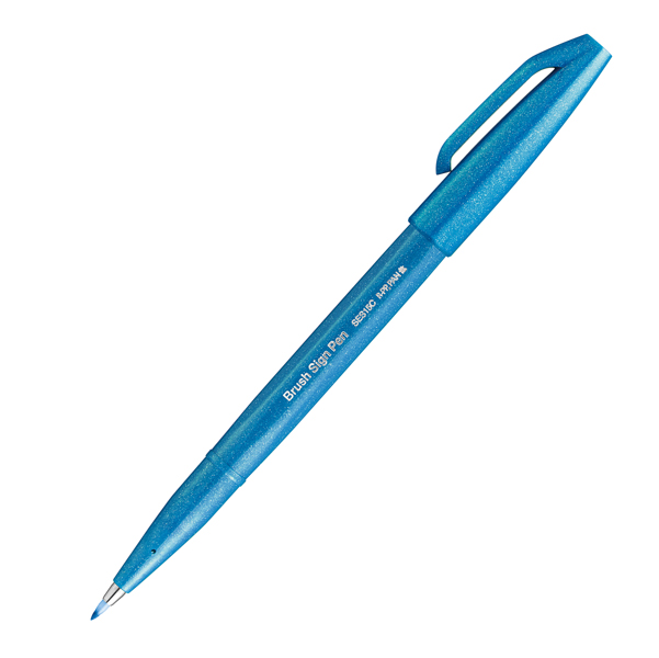  Pennarello Brush Sign Pen - azzurro - Pentel 