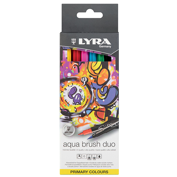  Astuccio 6 pennarelli Aqua Brush Duo colori primari Lyra 