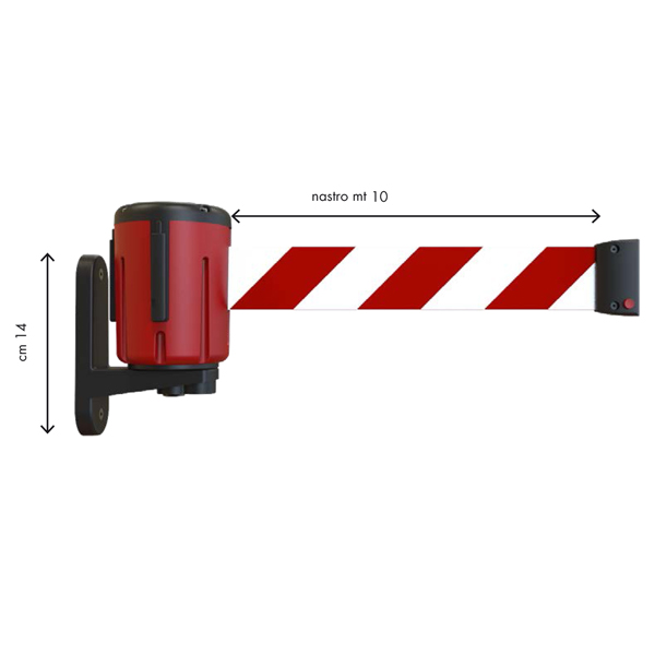  Kit testina Rondo Tensa - con fissaggio magnetico - nastro estensibile 10 m - rosso/bianco - Studio T 
