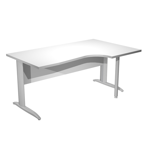  Scrivania Compact Destro Easy - 160 x 60/80/100 cm - Bianco/grigio cromato 