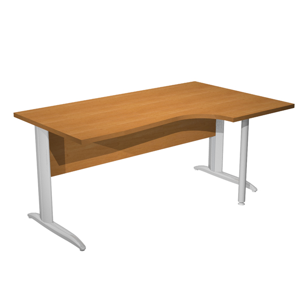  Scrivania Compact Destro Easy - 160 x 60/80/100 cm - Noce chiaro/grigio cromato 