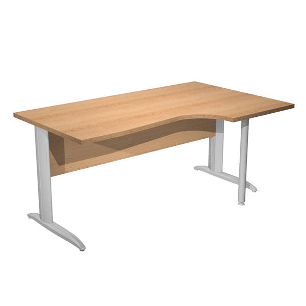  Scrivania Compact Destro Easy - 160 x 60/80/100 cm - Faggio/grigio cromato 