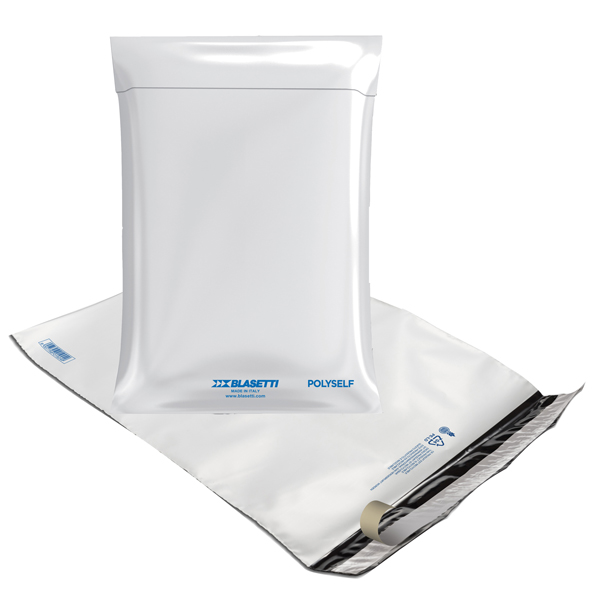  Sacchetto Polyself - per corrieri - A2 - 50 x 58 cm - PE - bianco/grigio - Blasetti - conf. 100 pezzi 